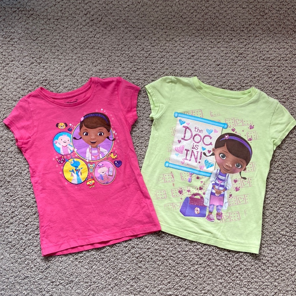 Hard to find Pair of Doc McStuffins Short Sleeve T-Shirts-Size 5